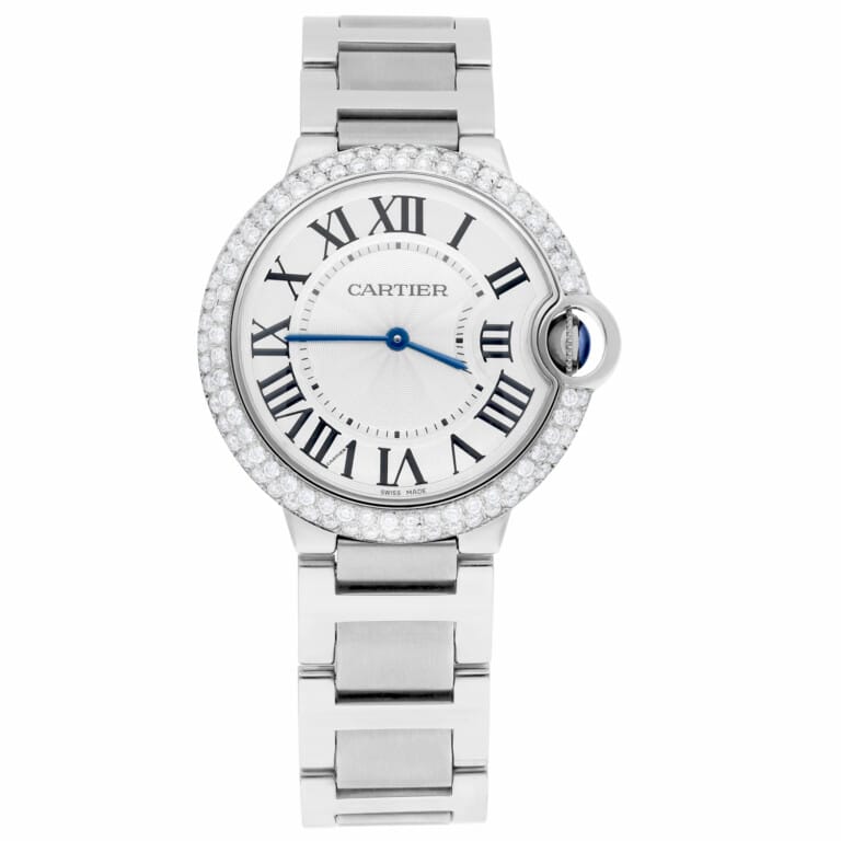 Cartier Ballon Bleu 36mm W69011Z4 36mm Unisex Watch Custom Diamond Bezel