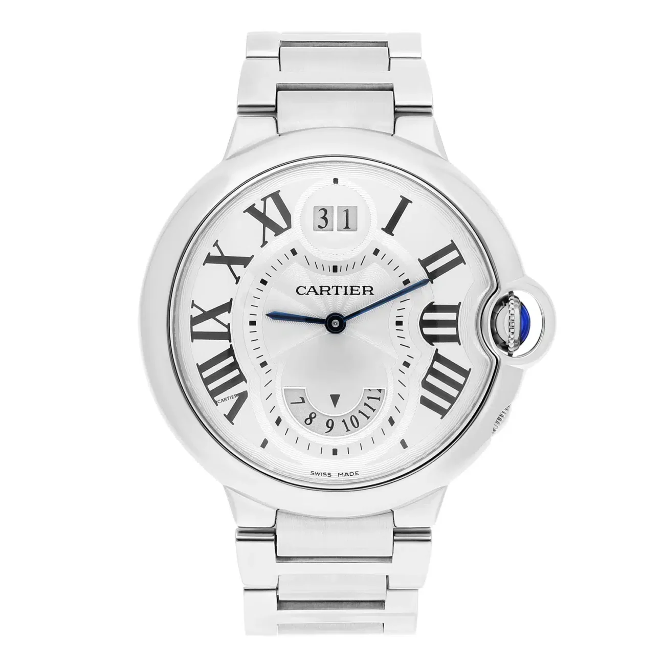 Cartier Ballon Bleu W6920011 Cartier Ballon Bleu Stainless Steel Two Timezone Quartz Watch 38MM W6920011