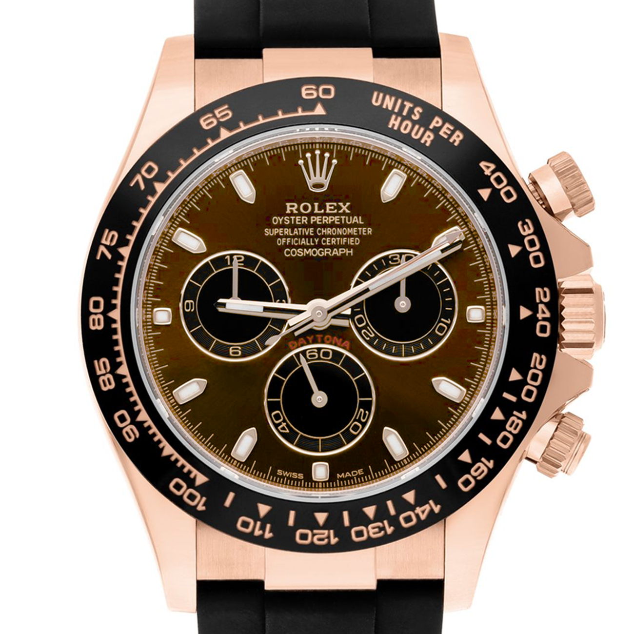 Rolex Daytona 116515LN Rose Gold Oysterflex Chocolate Dial Men's Watch 2021