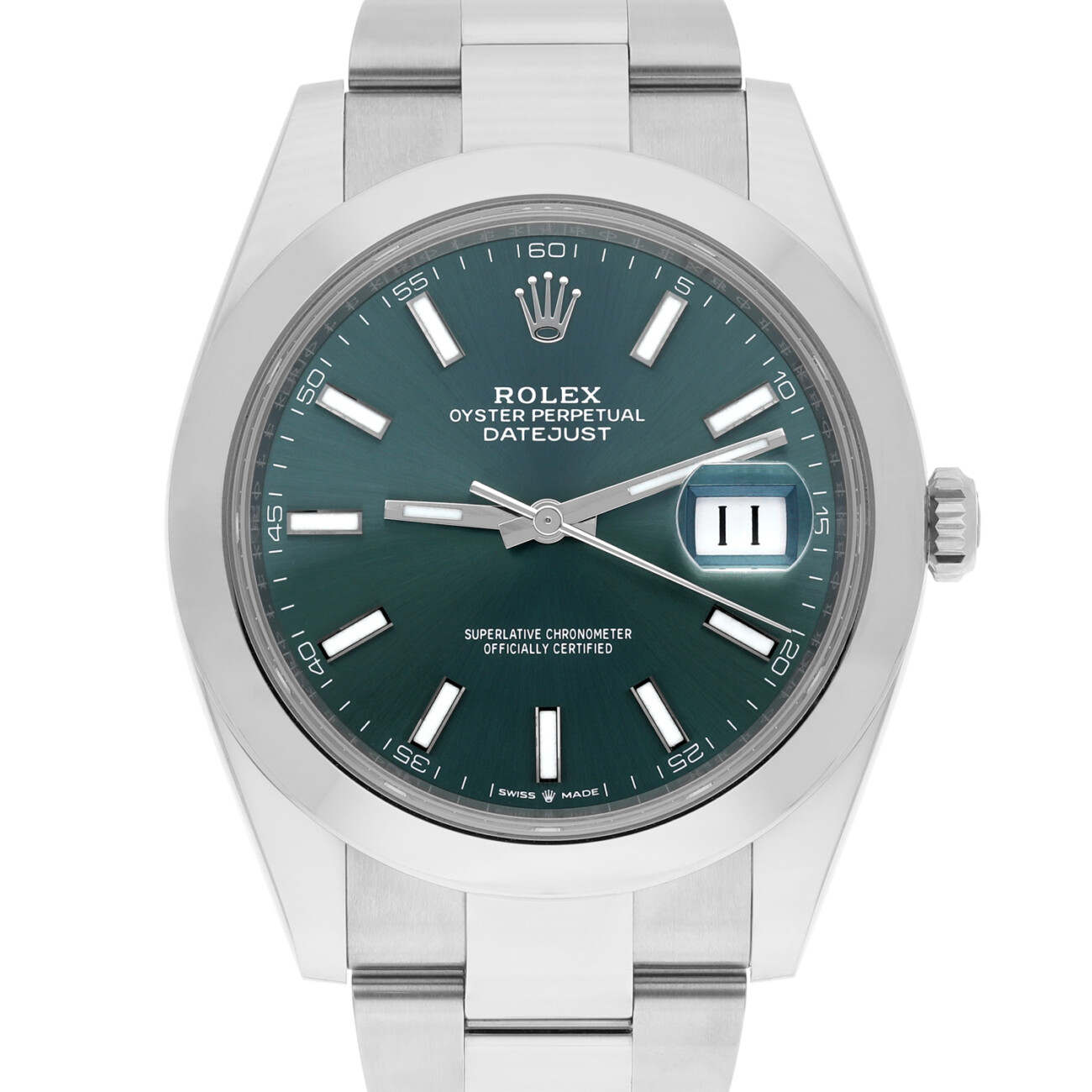 Rolex Datejust 41 126300-0019 Mint Green Index Dial Oyster Stainless Steel Watch
