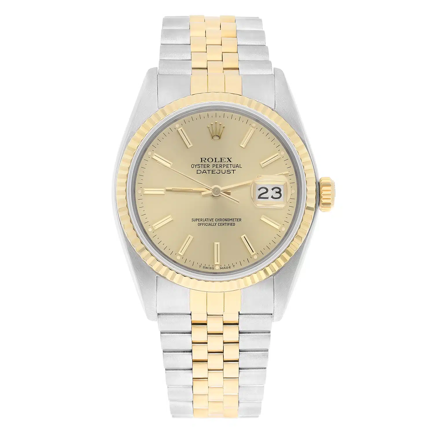 Rolex Datejust 36mm Two Tone Champagne lndex Dial Jubilee 16013 Circa 1986 Complete