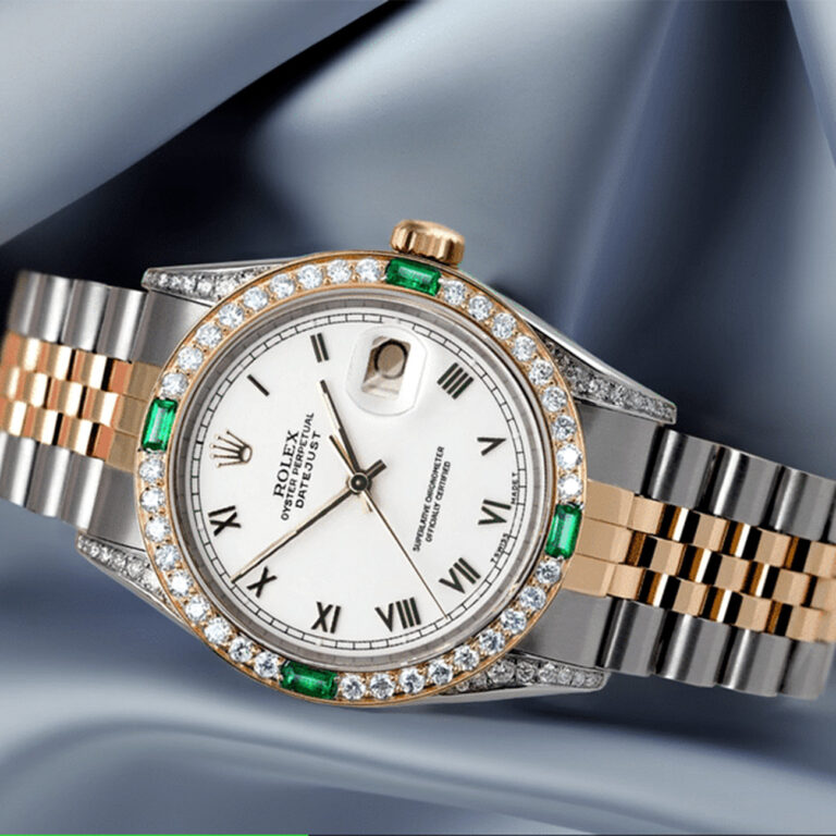 Rolex Datejust 36 White Dial with Roman Numerals Sapphire & Diamond Bezel 16013