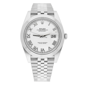 Rolex Datejust 126300-0016 41 Steel White Roman Dial Mens Jubilee Watch Complete