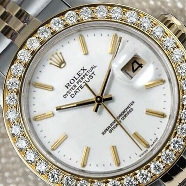 Rolex Lady-Datejust 26 mm White Index Dial Two Tone Ladies Diamond Watch 69173