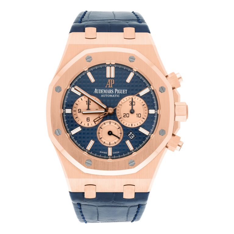 Audemars Piguet Royal Oak Chronograph 26331OR.OO.D315CR.01 Blue Dial Blue Leather Rose Gold Watch