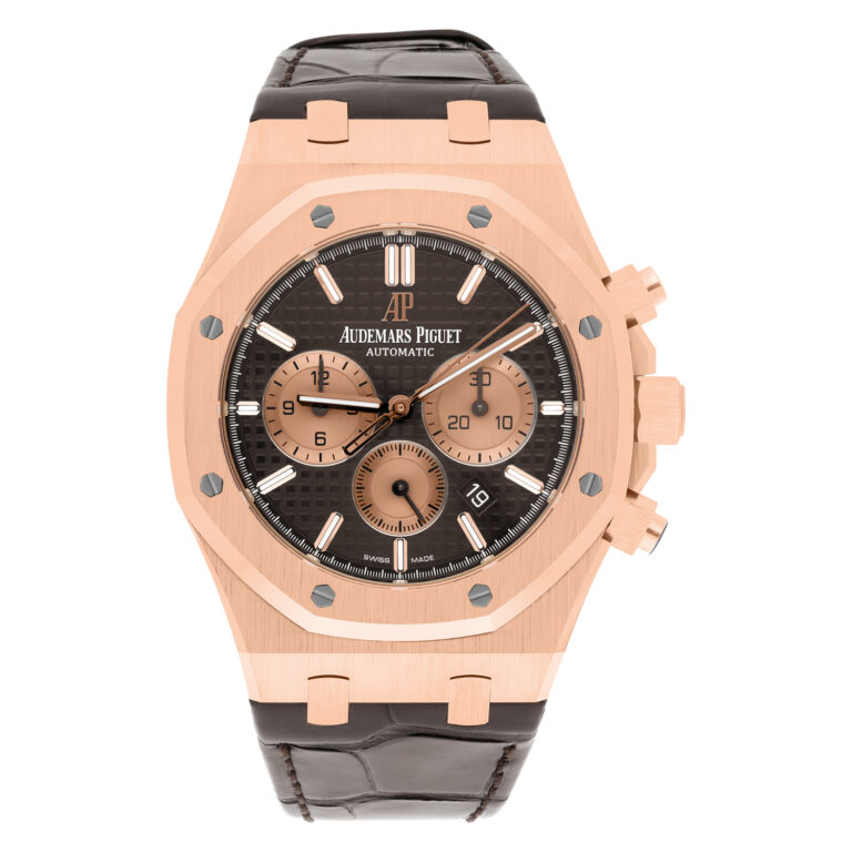 Audemars Piguet Royal Oak Chronograph 26331OR.OO.D821CR.01 Chocolate Dial Brown Leather Rose Gold Watch
