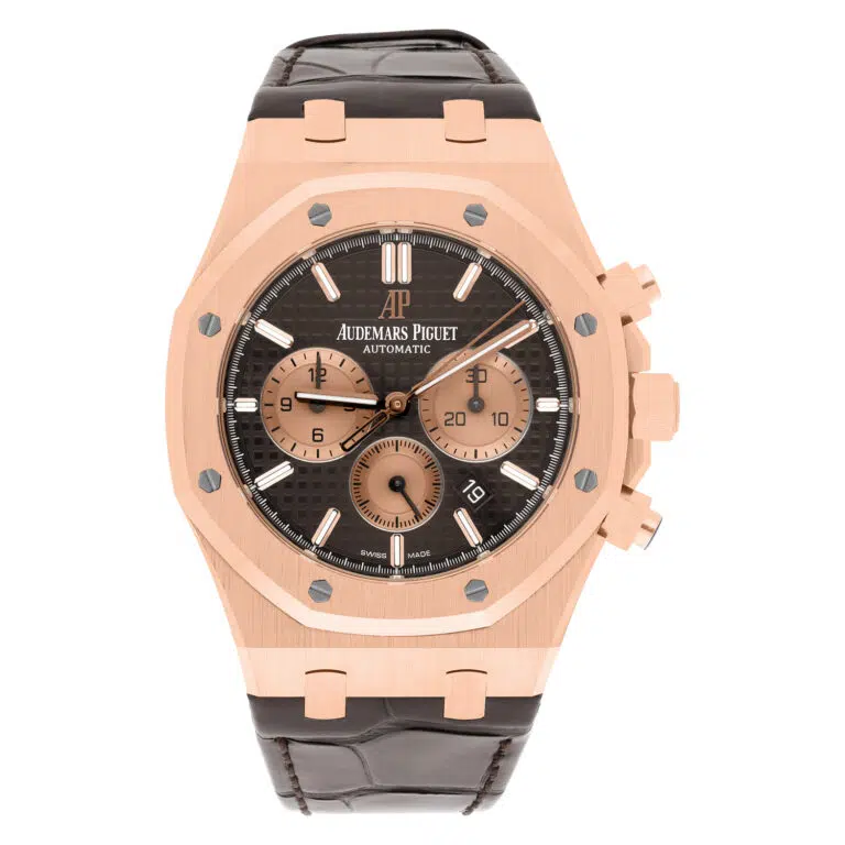 Audemars Piguet Royal Oak Chronograph 26331OR.OO.D821CR.01 Chocolate Dial Brown Leather Rose Gold Watch