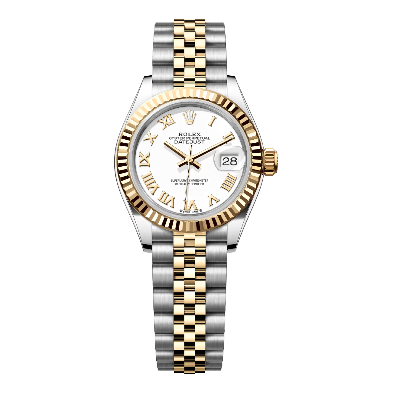 Rolex Lady-Datejust 279173 28mm White Roman Dial Jubilee Stainless Steel & Yellow Gold Watch