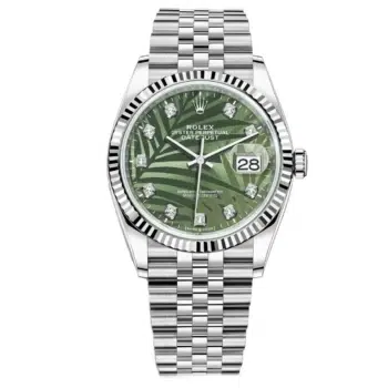 Rolex Datejust 36 Jubilee 126234-0055 Stainless Steel Watch Green Palm Diamond Dial 2024