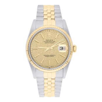 Rolex Datejust 36mm Two Tone Champagne Logo Dial Jubilee 16233 Circa – 1996