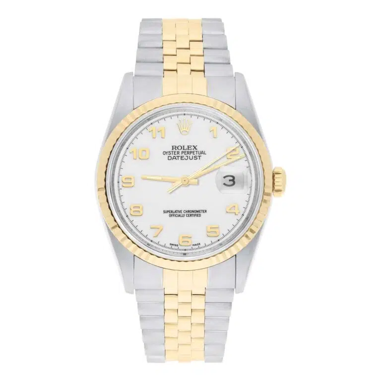 Rolex Datejust 36mm 16233 Two Tone White Arabic Dial Jubilee Circa 2000