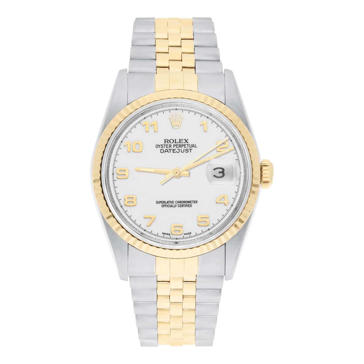 Rolex Datejust 36mm 16233 Two Tone White Arabic Dial Jubilee Circa 2000 - Image 1