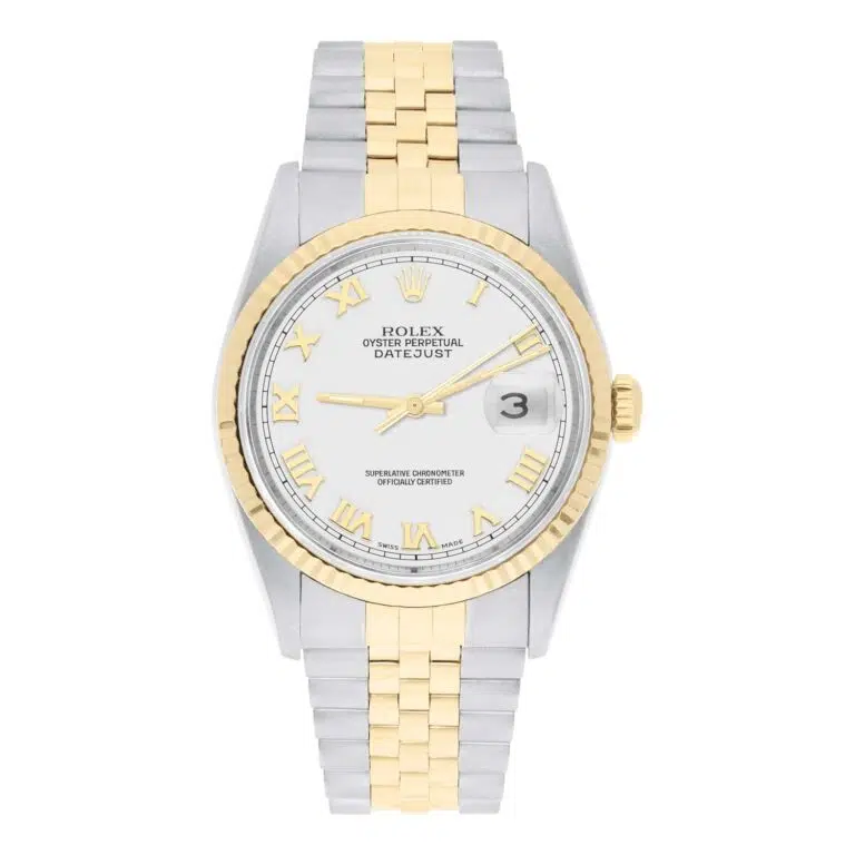 Rolex Datejust 36mm Two Tone White Roman Dial Jubilee 16233
