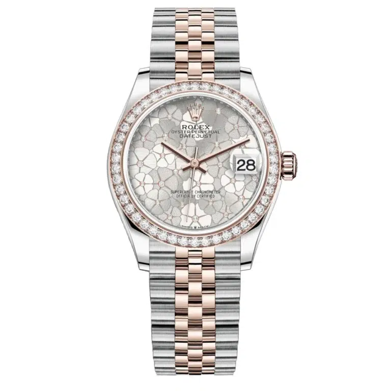 Rolex Datejust 31 278381RBR-0032 Jubilee Stainless Steel & Rose Gold Watch Silver Floral Dial