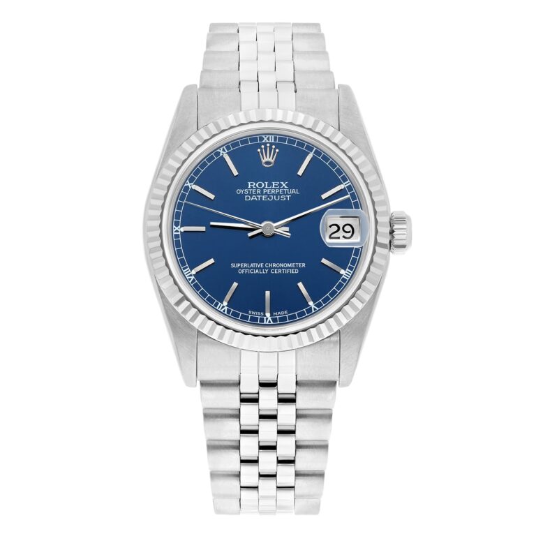 Rolex Datejust 31mm 68274 Blue Index Dial Stainless Steel Watch W/G Bezel Circa 1997