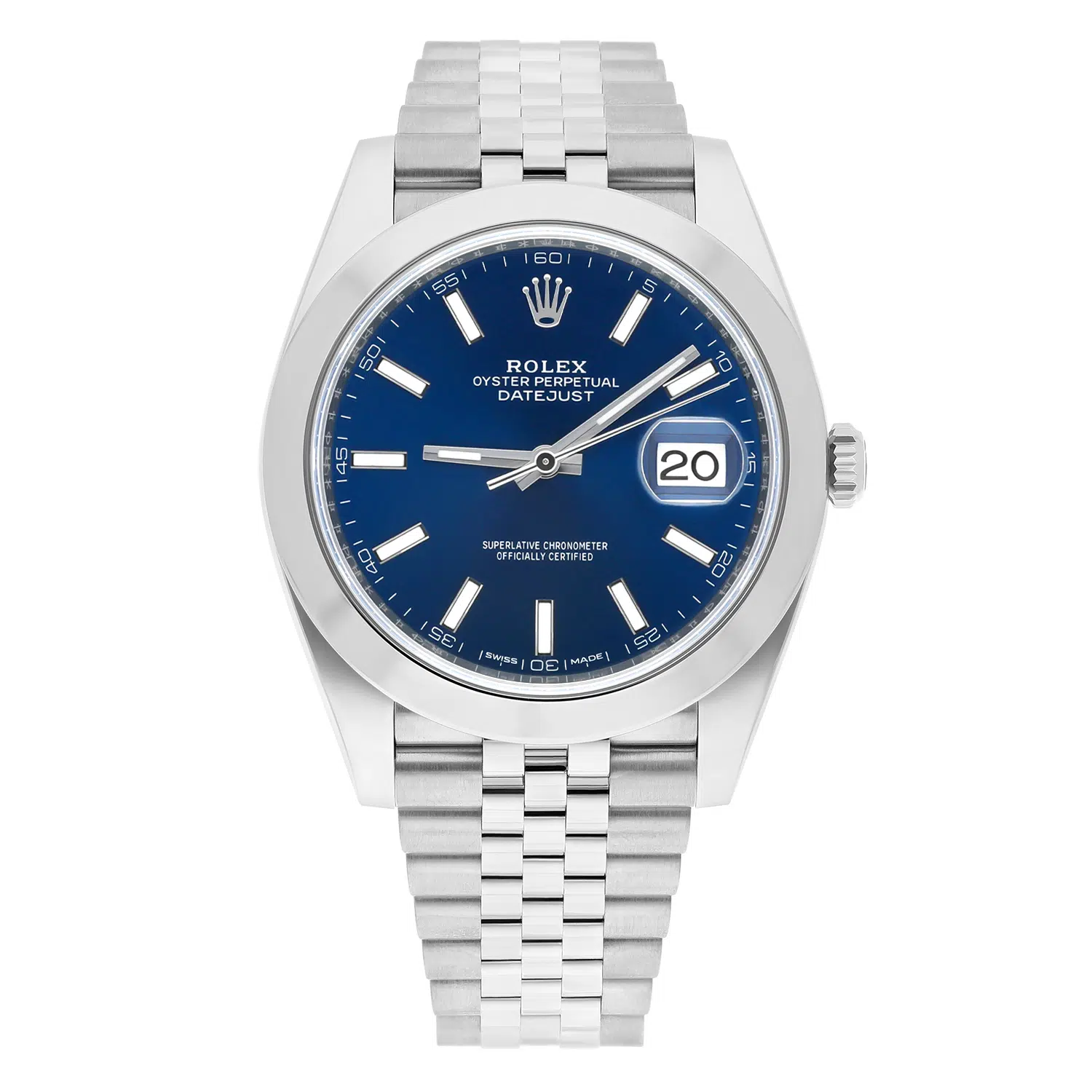 Rolex Datejust 41 126300-0002 Steel Blue Index Dial Mens Watch Jubilee Band