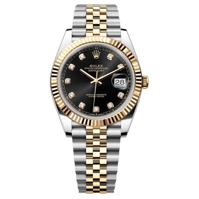 Rolex Datejust 41 126333-0006 Jubilee Stainless Steel & Yellow Gold Watch Black Diamond Dial