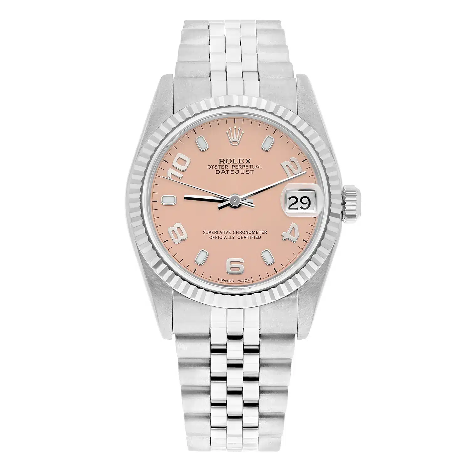 Rolex Datejust 31mm 68274 Salmon Dial Stainless Steel Watch W/G Bezel Circa