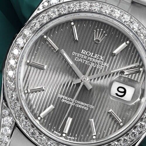 Rolex Datejust 31 Grey Index Dial Stainless Steel Diamond Ladies Watch 68274