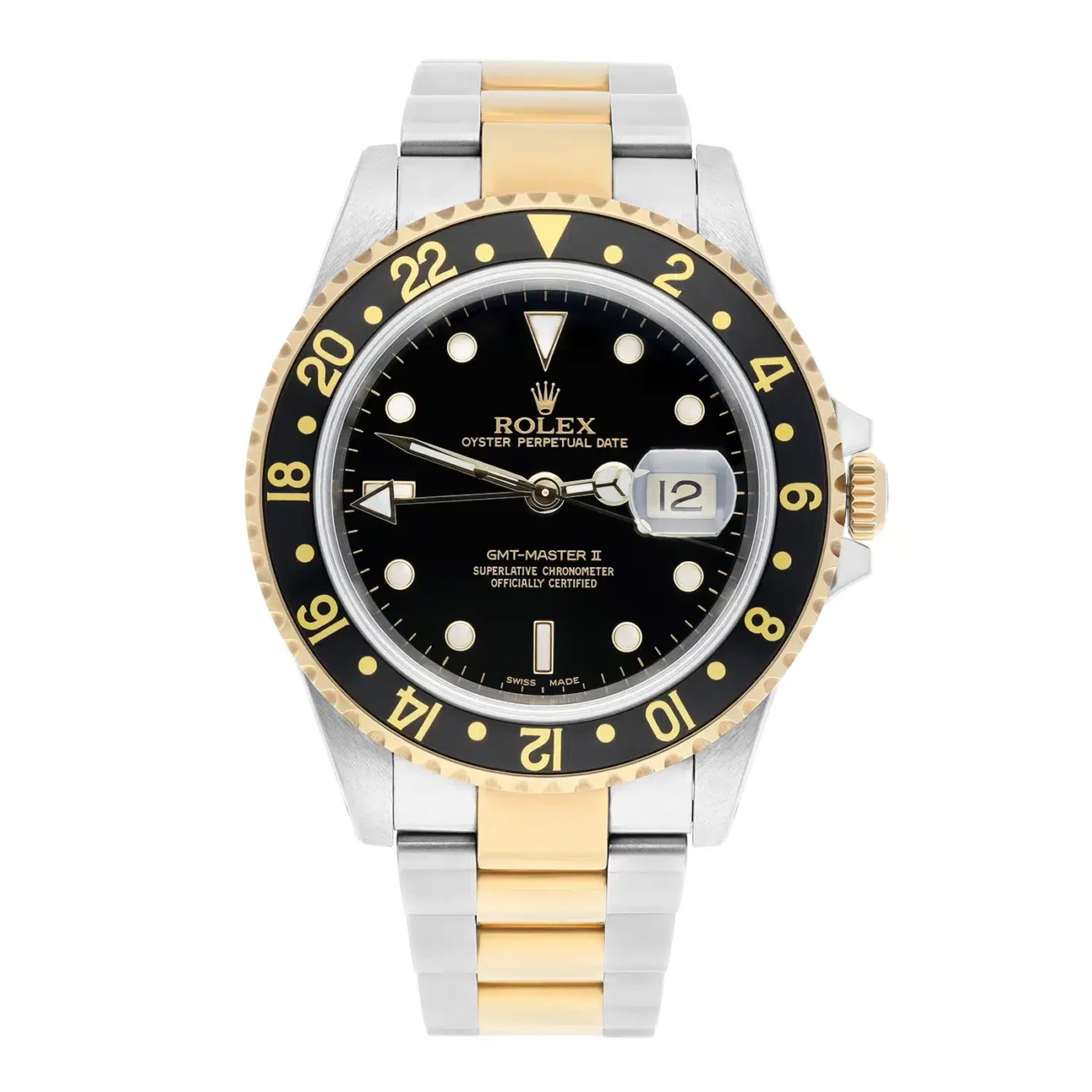 rolex-gmt-master-ii-16713-two-tone.jpg Rolex GMT-Master II 16713 18K & Stainless Steel Black Dial 40mm Watch
