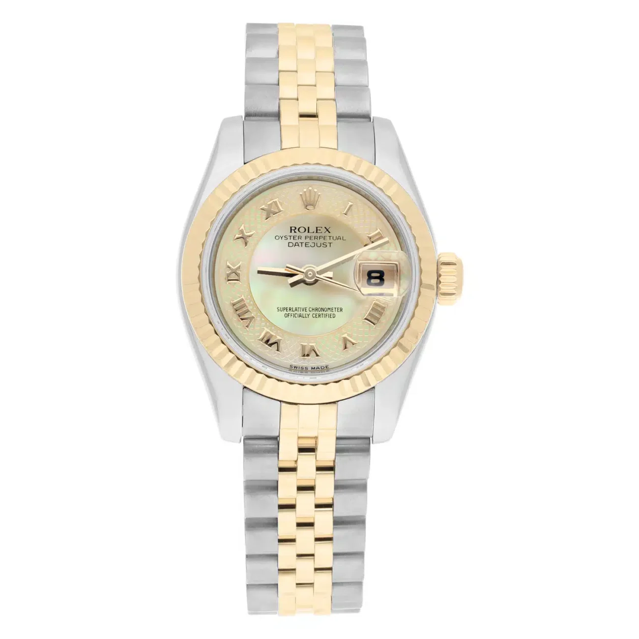 Rolex Datejust 26mm 179173 Two Tone Ladies Watch Rare Myriad Pearl Dial Jubilee