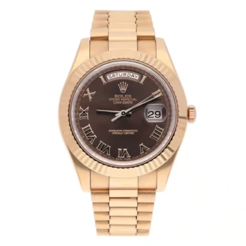 Rolex 41mm Day-Date 218235-0035 18K Everose Gold President Bracelet Chocolate Dial