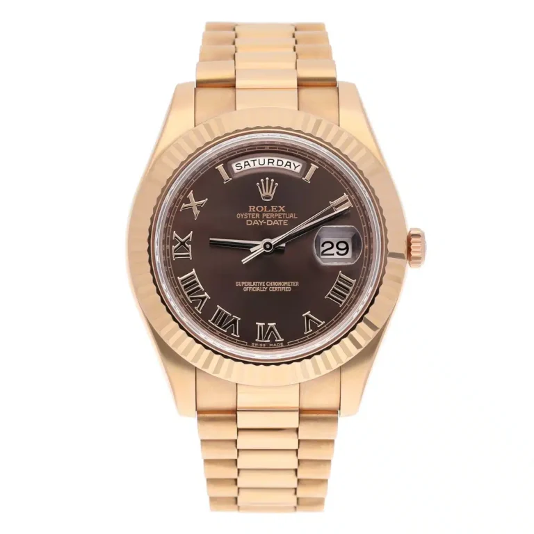 Rolex 41mm Day-Date 218235-0035 18K Everose Gold President Bracelet Chocolate Dial