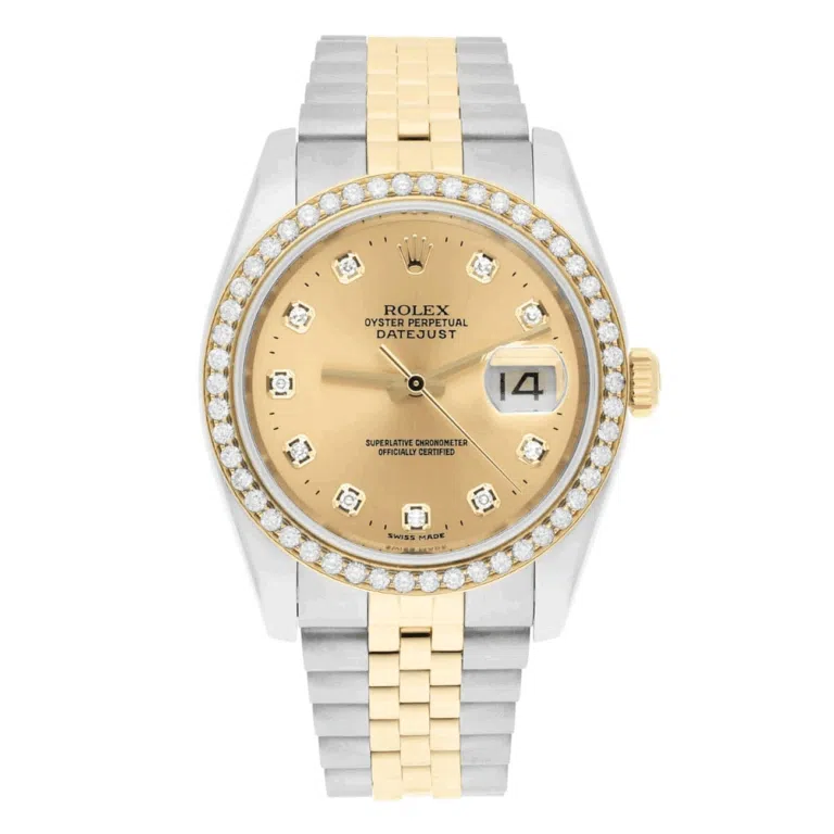 Rolex Datejust 36 Gold & Steel 116233 Watch Champagne Dial Jubilee Watch