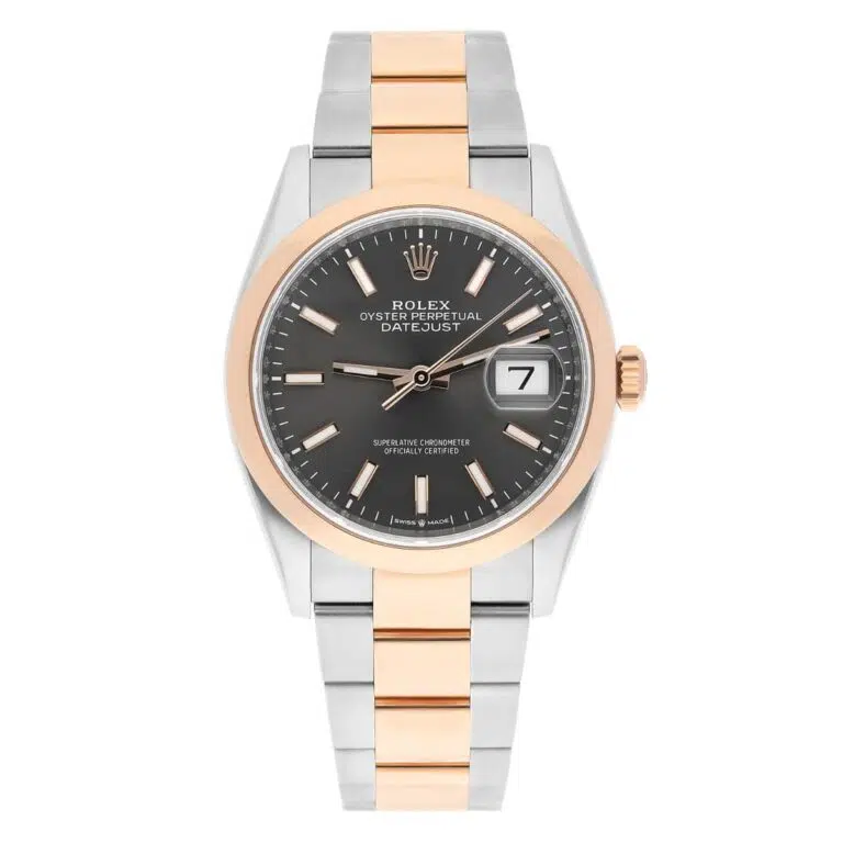 Rolex Datejust 36 126201-0014 Rose Gold/Steel Dark Rhodium Index Dial, Domed Bezel Oyster