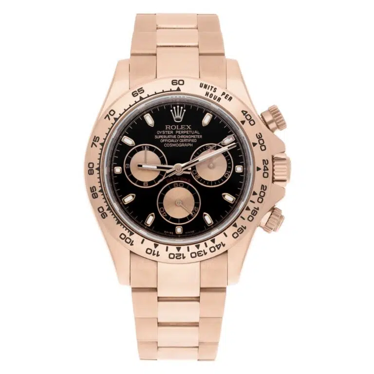 Rolex Cosmograph Daytona 116505-0008 Black Dial Pink Subdials 18K Rose Gold Complete