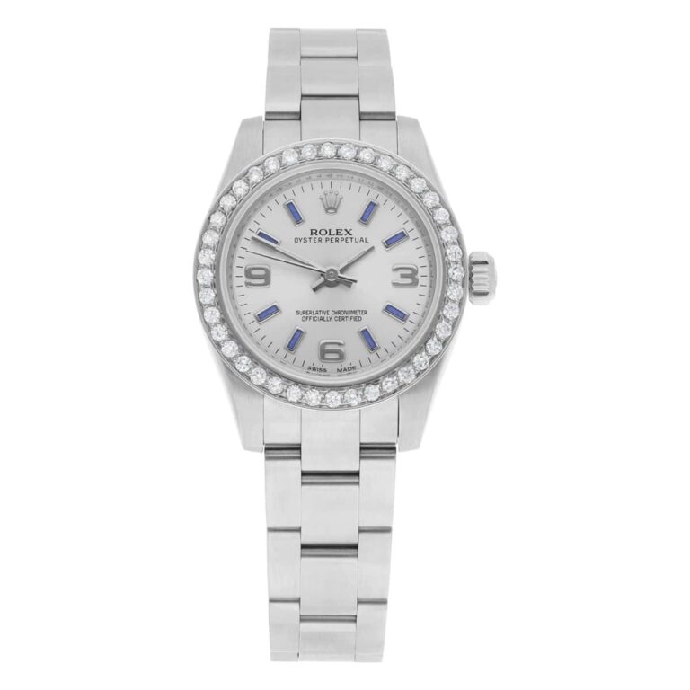 Rolex 26mm OP Silver Dial Stainless Steel Ladies Watch 176200 Diamond Accent