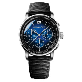 Audemars Piguet Code 11.59 Chronograph 26393BC.OO.A002KB.01 White Gold With Blue Leather Watch Blue Dial MINT 2022