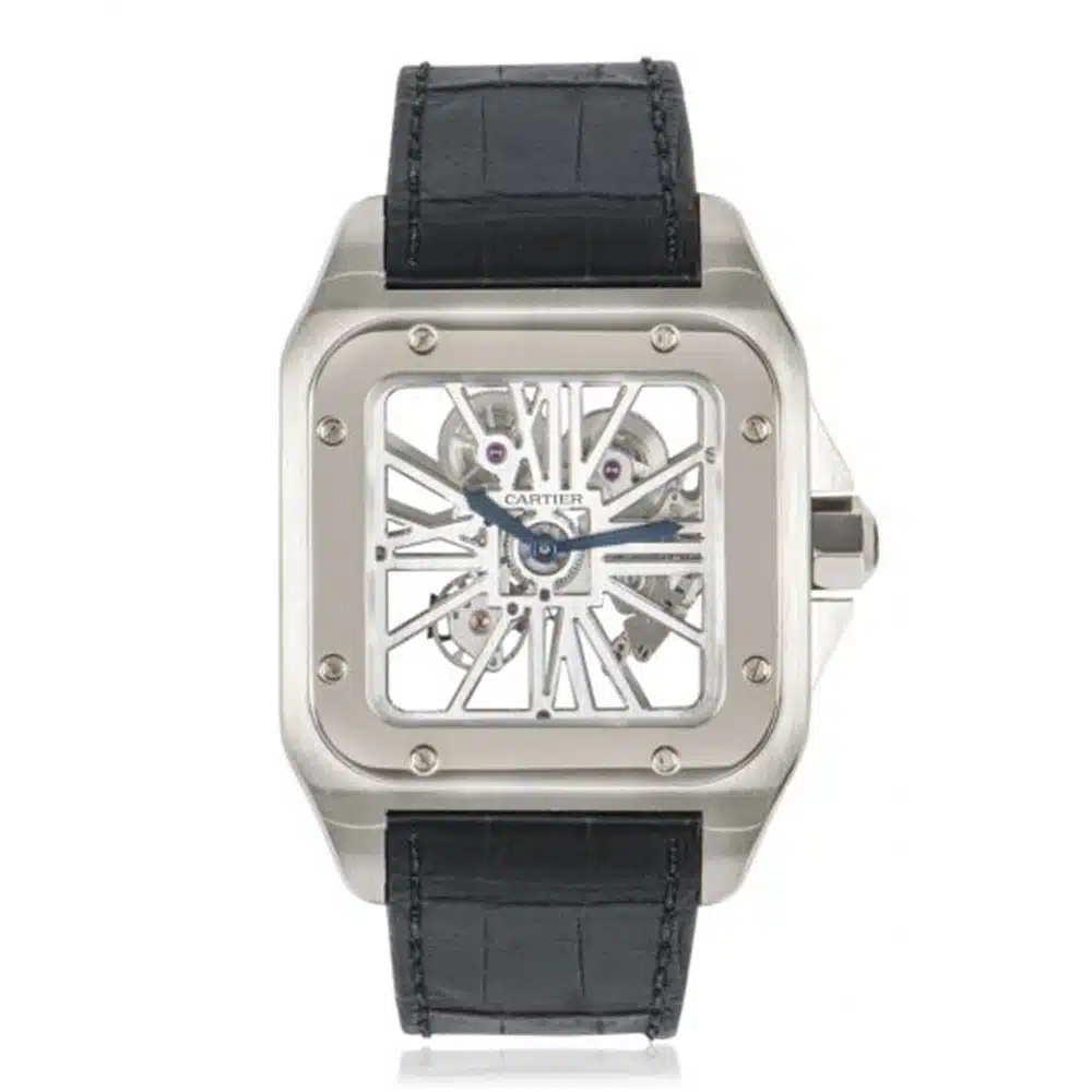 Cartier Santos 100 W2020018 46mm Palladium with Skeleton Dial Watch 2007