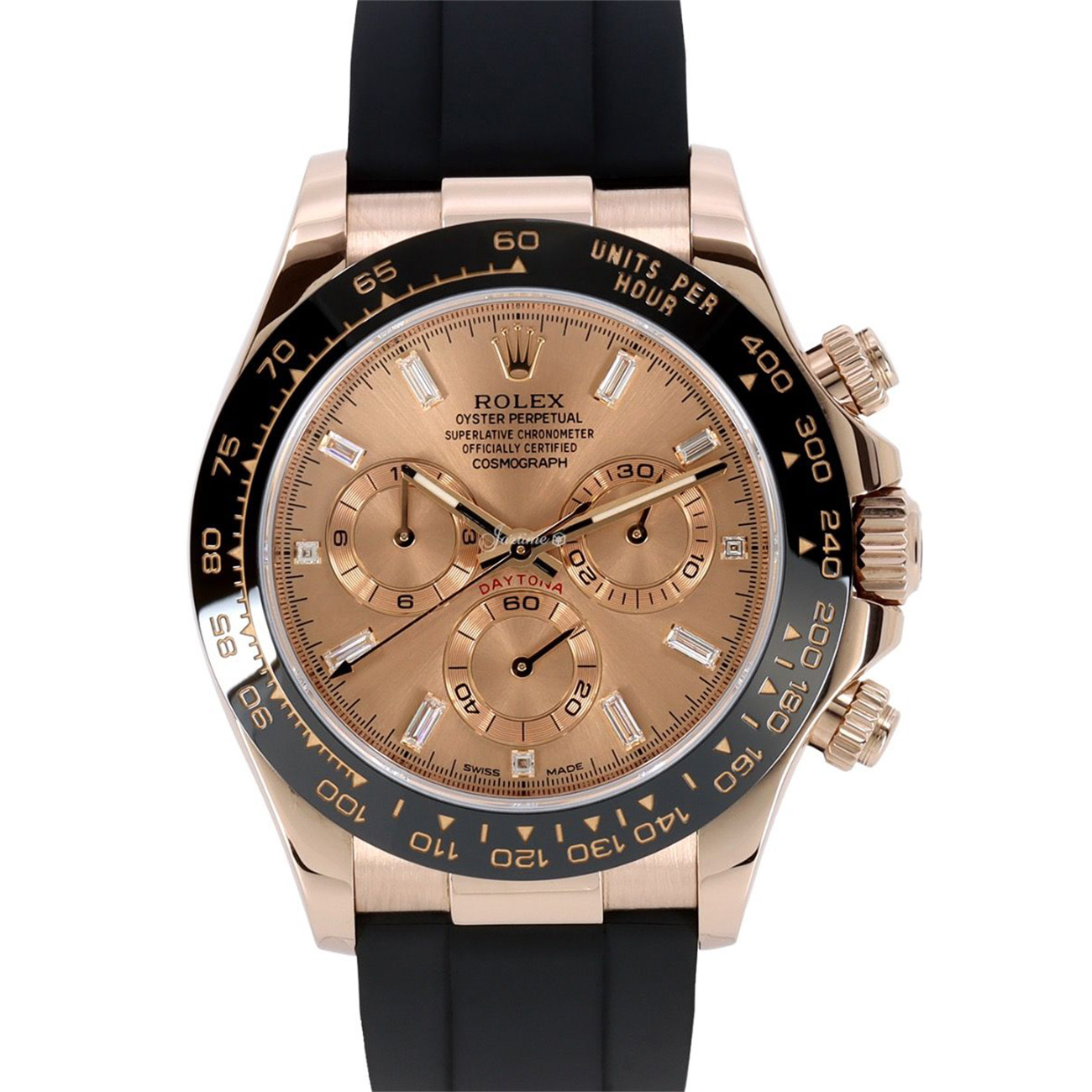 Rolex Daytona 40mm 116515LN Rose Gold Watch with Black Rubber Watch Pink Diamond Dial 2020