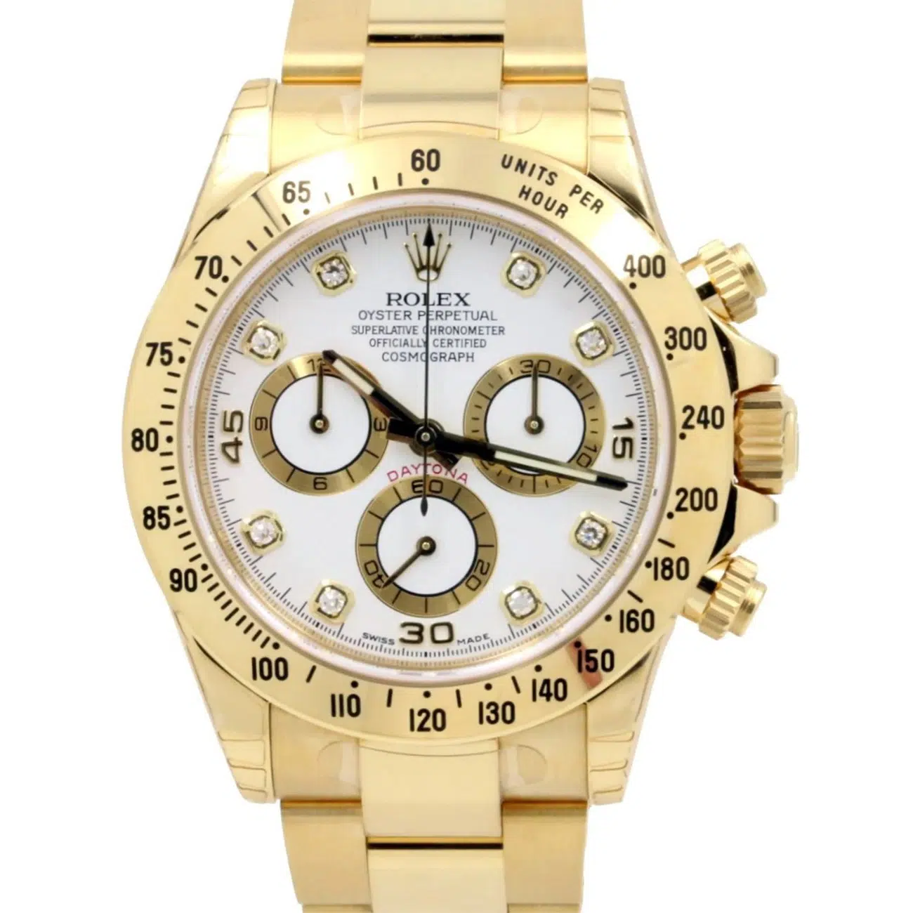 Rolex Daytona White Dial 40mm 116528 Yellow Gold Oyster Watch 2004