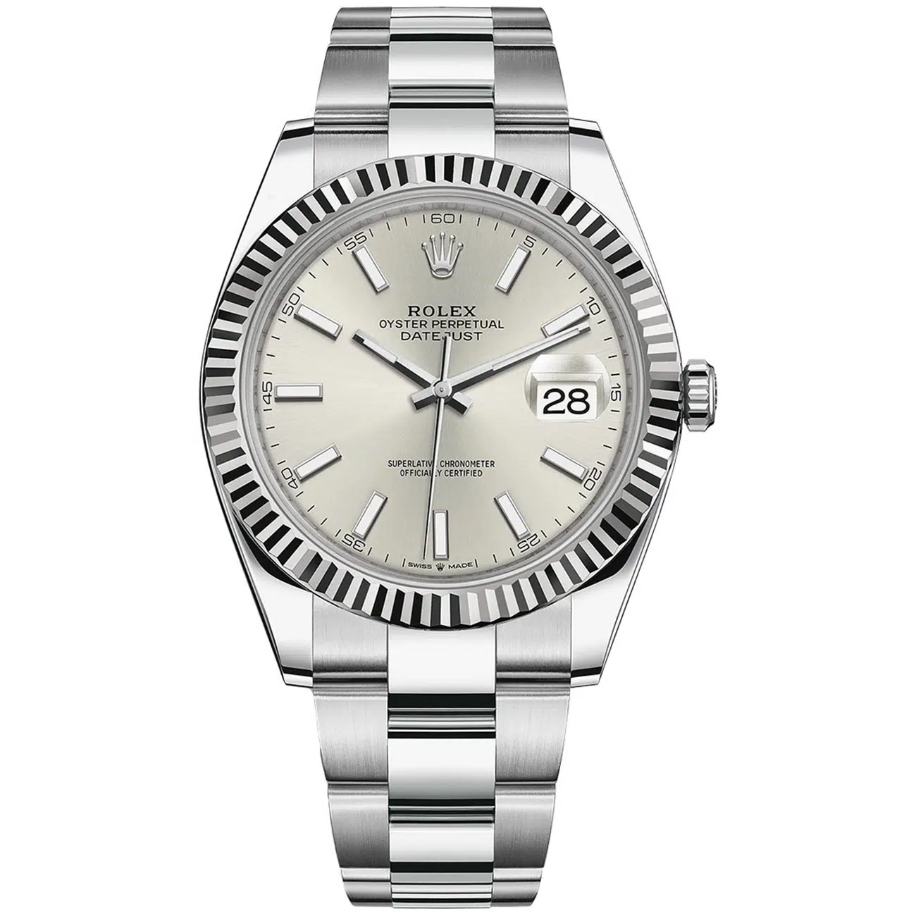 Rolex Datejust 41mm 126334-0003 Oyster Stainless Steel Watch Silver Index Dial