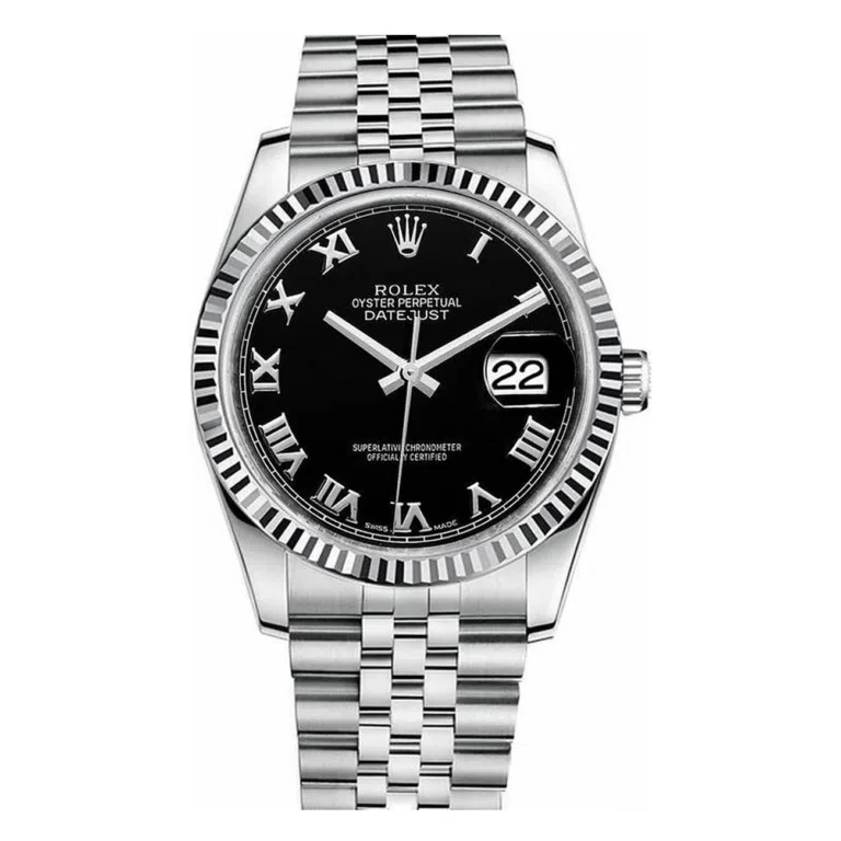 Rolex Datejust 36mm 116234 Black Roman Dial Jubilee Stainless Steel Watch