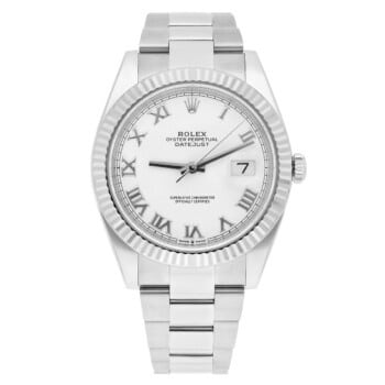 Rolex Datejust 41mm 126334 Fluted Bezel White Roman Dial Oyster Bracelet