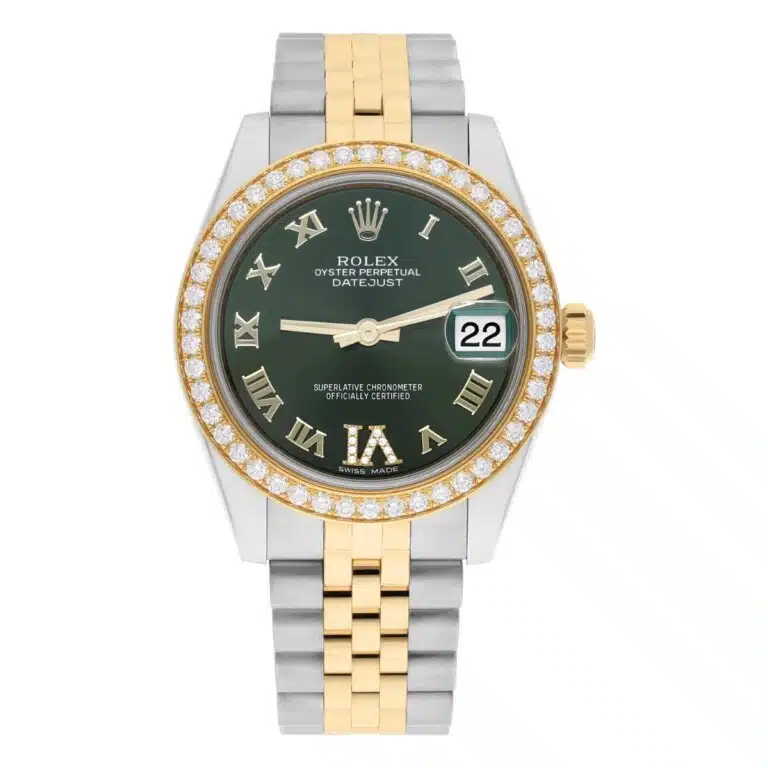Rolex Datejust 178383-0005 Stainless Steel & 18K Yellow Gold 31mm Diamond Bezel Green Dial