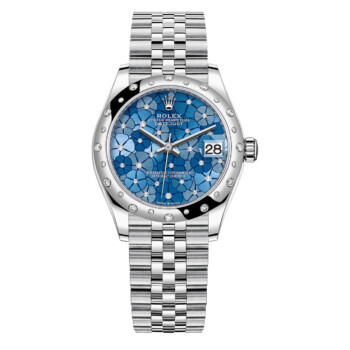 Rolex Datejust 31mm 278344RBR-0038 Stainless Steel Jubilee Watch Blue Flower Diamond Dial MINT 2023
