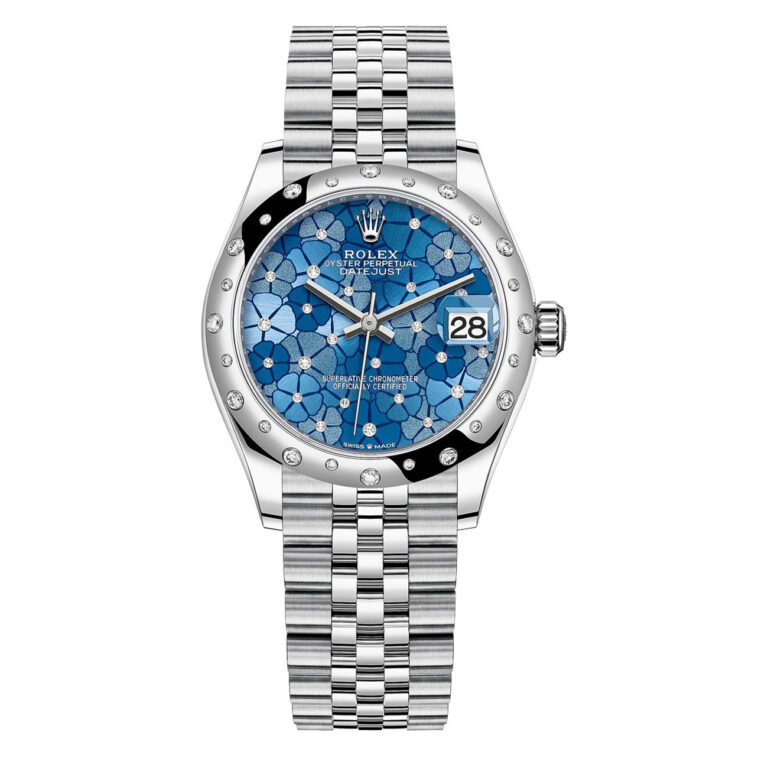 Rolex Datejust 31mm 278344RBR-0038 Stainless Steel Jubilee Watch Blue Flower Diamond Dial MINT 2023