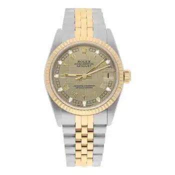 Rolex Datejust 31mm 68273 Champagne Houndstooth Diamond Dial Two Tone Watch Circa 1993