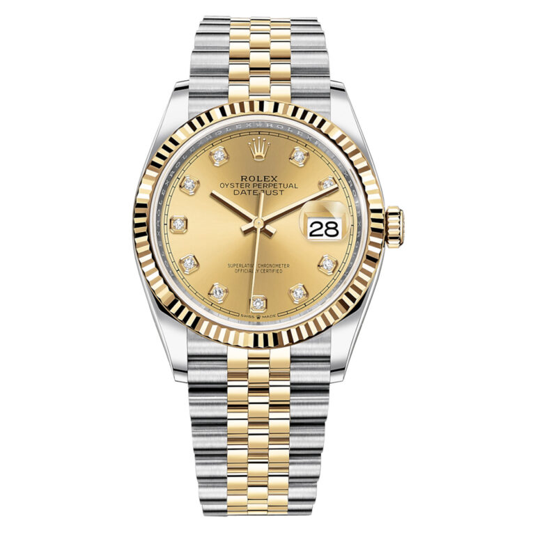 Rolex Datejust 36mm 126233 Jubilee Stainless Steel & Yellow Gold Watch Champagne Diamond Dial 2020