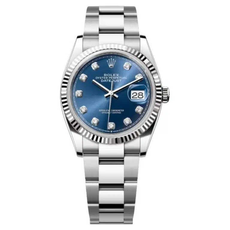 Rolex Datejust 126234-0038 36mm Blue Diamond Dial Fluted Bezel Oyster Bracelet Stainless Steel Watch 2020