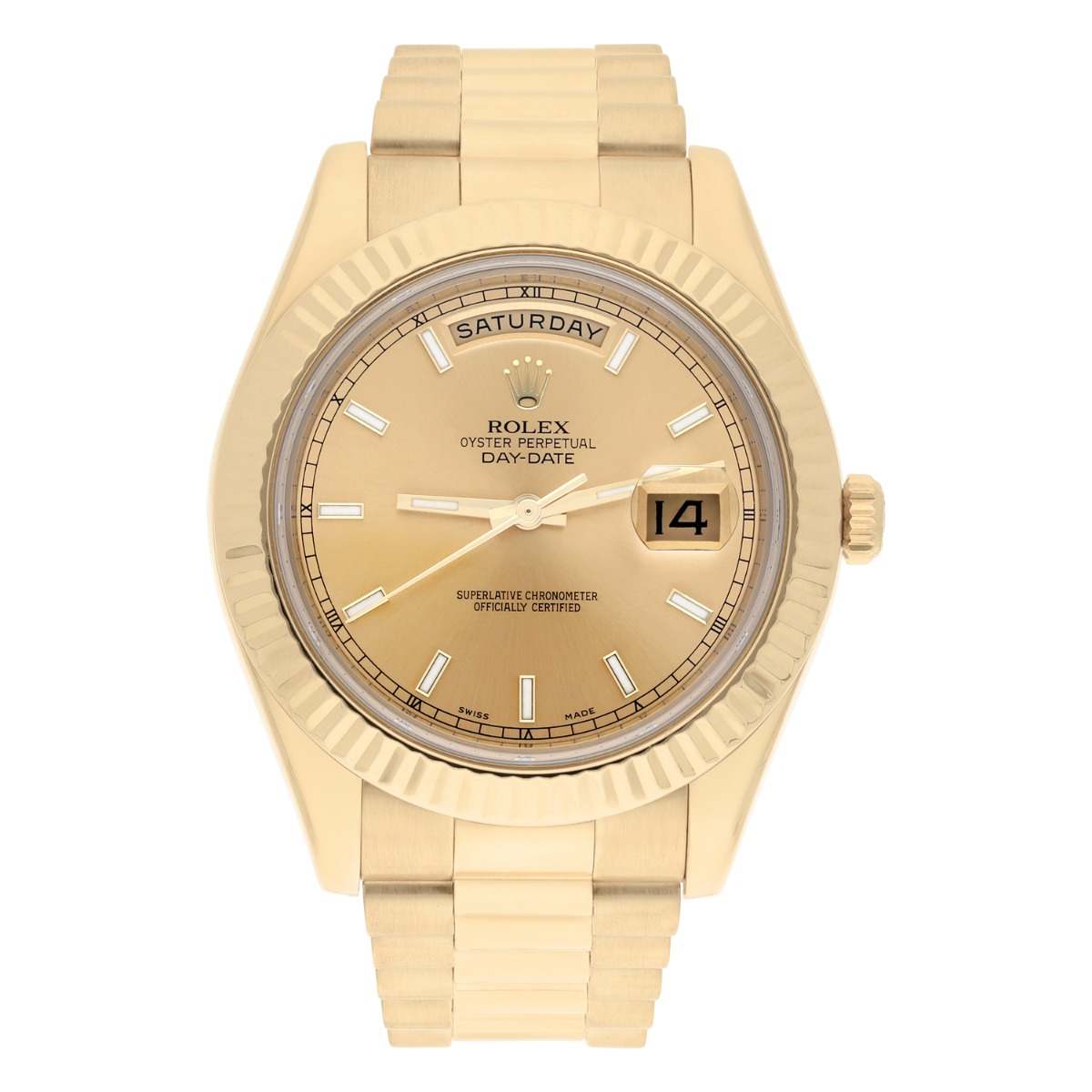 Rolex Day-Date II 41mm 218238 Champagne Index Dial Presidential Watch