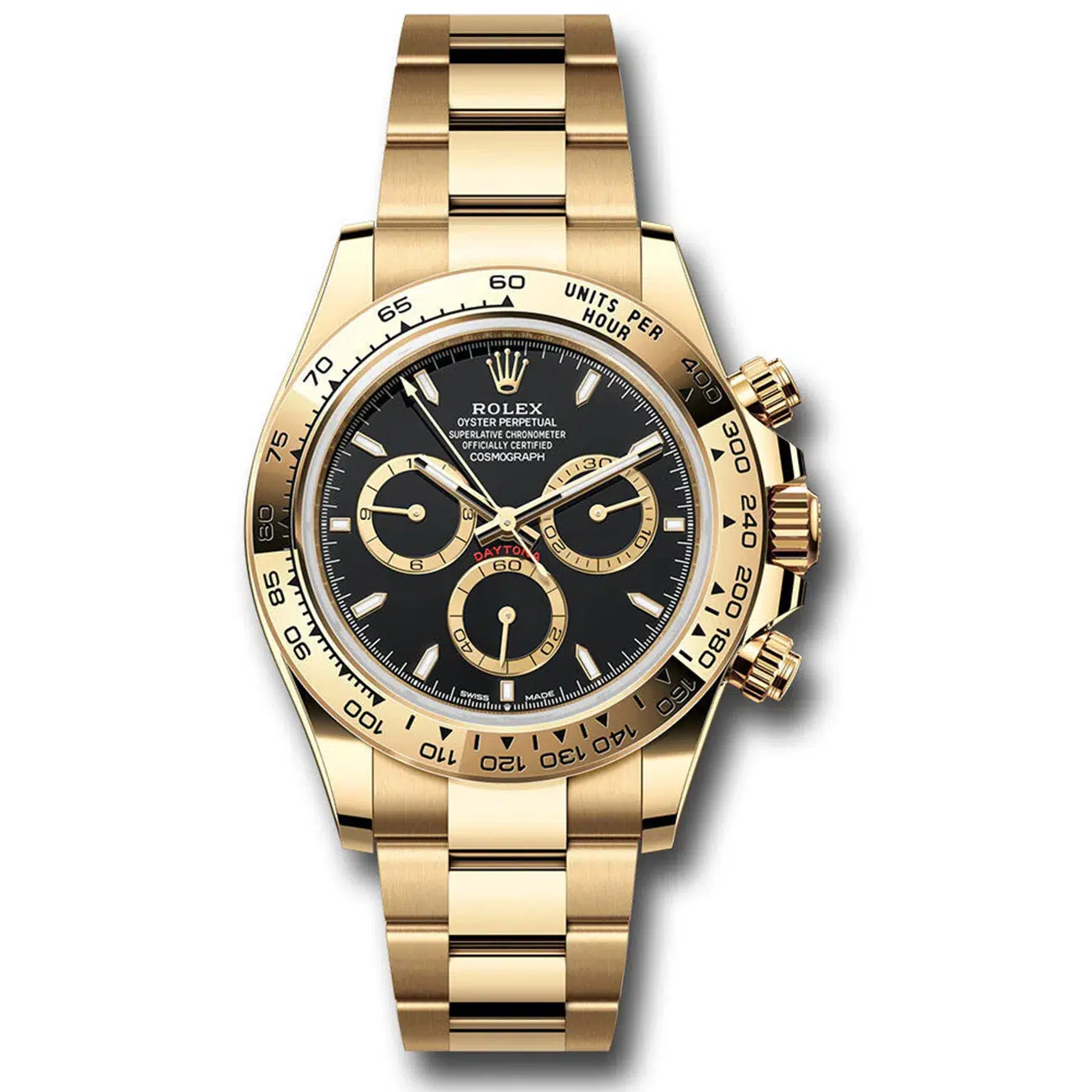 Rolex Daytona 40mm 126508 Oyster Yellow Gold Watch Black Index Dial 2023