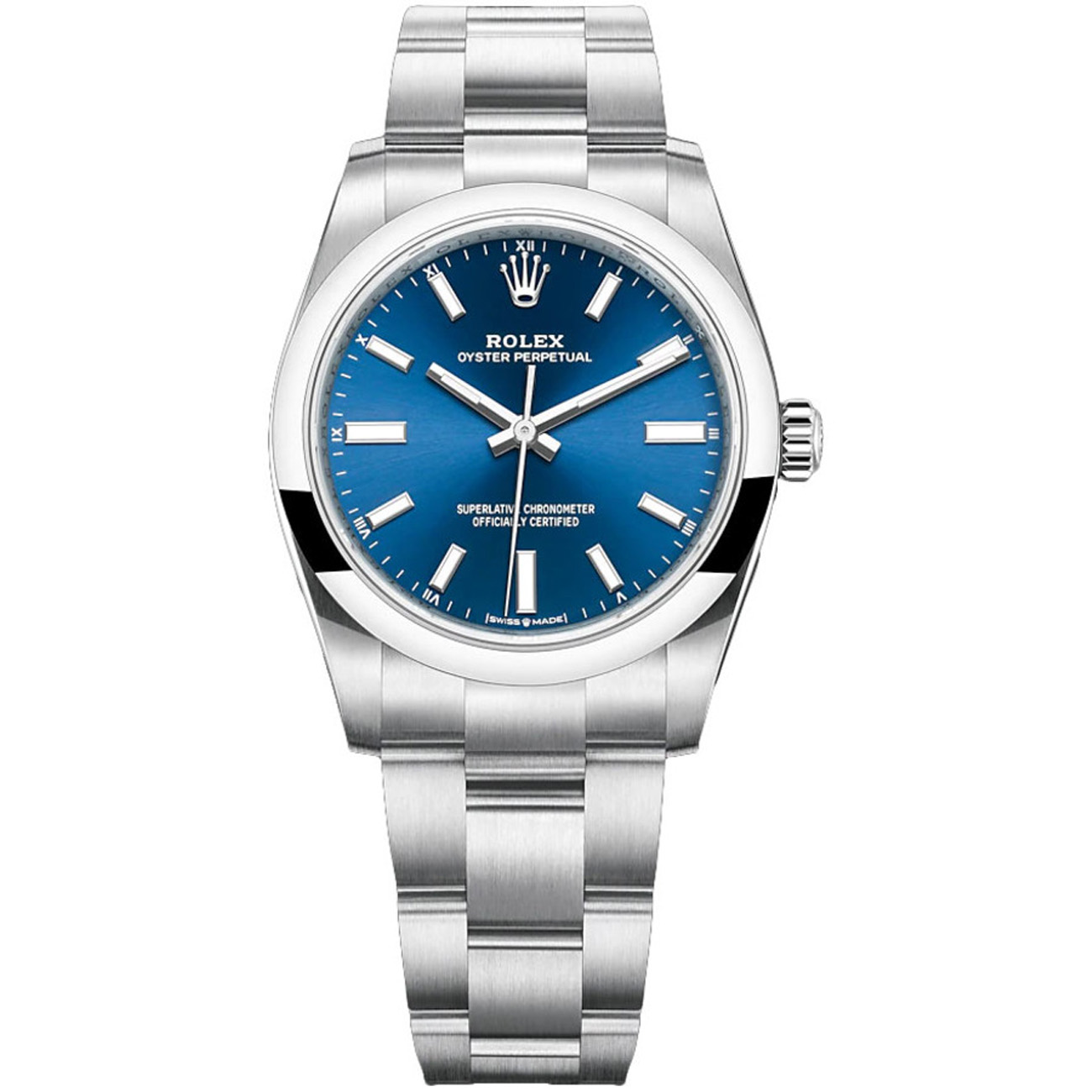 Rolex Oyster Perpetual Blue Index Dial 34mm 124200-0003 Stainless Steel Watch 2024