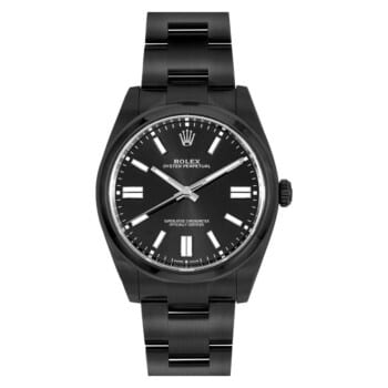 Rolex Oyster Perpetual 114300 black dial, black PVD DLC coated steel