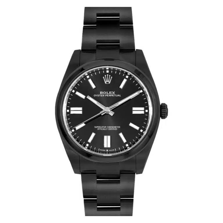 Rolex Oyster Perpetual Black Dial Black PVD/DLC Coated Steel Watch 114300