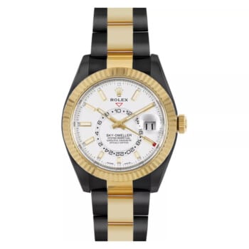 Rolex Sky-Dweller 326933 black PVD/DLC coated gold and steel watch
